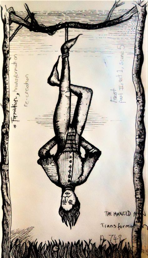 Hanged Man Upside Down (by James Hutton) Man Hanging Upside Down, Hanging Man Tattoo, The Hanged Man Tattoo, Hanged Man Tattoo, Upside Down Tattoo, Cowboy Bebop Tattoo, Medieval Boots, Hanged Man, Art Deco Artwork