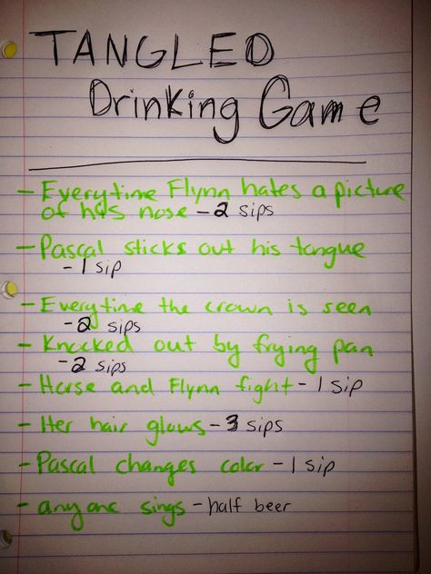 Tangled drinking game, change the sips to shots n werr good:) Movie Drinking Games, Drunk Games, Alcohol Games, Sleepover Party Games, Drinking Games For Parties, Fun Drinking Games, Party Drinks Alcohol, Super Movie, Outdoor Games For Kids