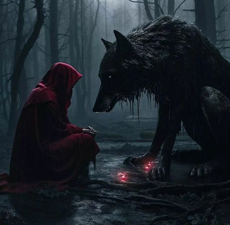 Red Riding Hood Art, Werewolf Aesthetic, Wolves And Women, Fantasy Wolf, Werewolf Art, Wolf Spirit Animal, Gothic Fantasy Art, Dark Art Illustrations, Beautiful Dark Art