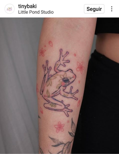 Frog Tattoo Cute, Frog And Mushroom Tattoo, Matching Frog Tattoos, Simple Frog Tattoo, Small Frog Tattoo, Frog Flash Tattoo, Cute Frog Tattoo, Frog Tattoo Ideas, Flower Hip Tattoos