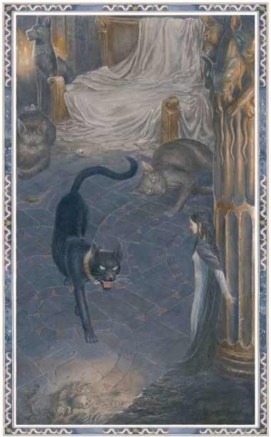 Tevildo, "The Prince of Cats", was the mightiest of all cats who'possessed of an evil spirit’, and a close companion of Morgoth in early versions of Tolkien's legendarium. His physical features included his being black as the starless night, and having blood red eyes. He had servants that were... Alan Lee Art, Alan Lee, John Howe, Alchemy Art, Tolkien Art, Lotr Art, Gouache Illustrations, Principles Of Art, List Of Animals