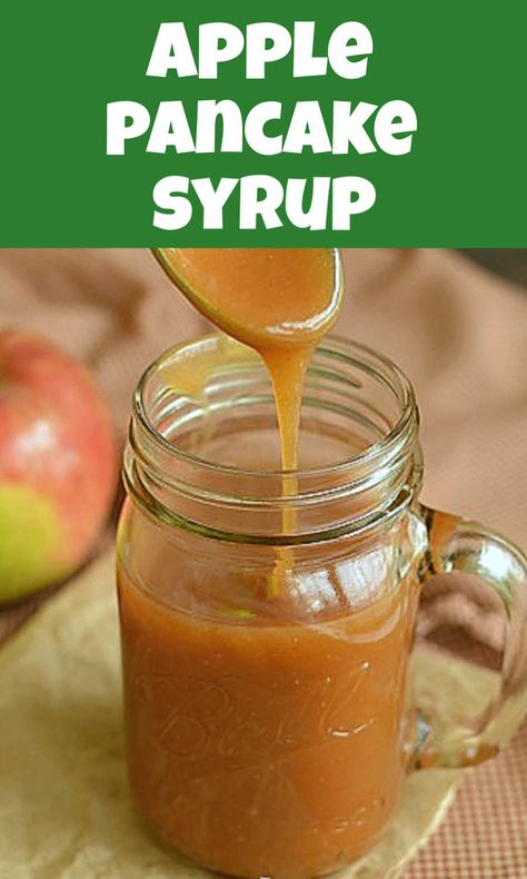 Pancake Syrup Recipe, Apple Cider Syrup, Apple Cinnamon Pancakes, Cinnamon Syrup, Cinnamon Pancakes, Simple Syrup Recipes, Pancake Syrup, Apple Pancakes, Homemade Syrup