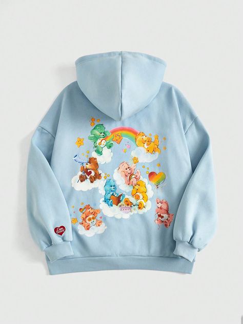 ROMWE X Care Bears Dreamy Sky Rainbow Little Bear Loose Comfortable Blue Zipper Up Hoodie Fleece Pullover, Long Sleeve, CasualI discovered amazing products on SHEIN.com, come check them out! Care Bears Hoodie, Sky Rainbow, Dreamy Sky, Aesthetic Hoodie, Bear Hoodie, Little Bear, Care Bears, Long Sleeve Casual, Long Sleeve Knit