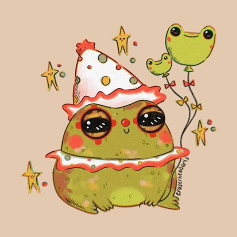 Clown Frog, Clown Paintings, Pet Frogs, Frog Illustration, Frog Drawing, Cute Clown, Frog Art, Cute Frog, Flash Art