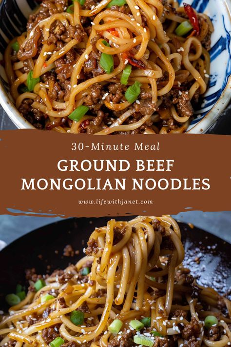 Mongolian Noodles, Ground Beef And Noodles, Beef Mongolian, Mongolian Ground Beef, Beef Noodles, Better Than Takeout, Chinese Cooking Recipes, Ground Beef Recipes For Dinner, Tender Beef