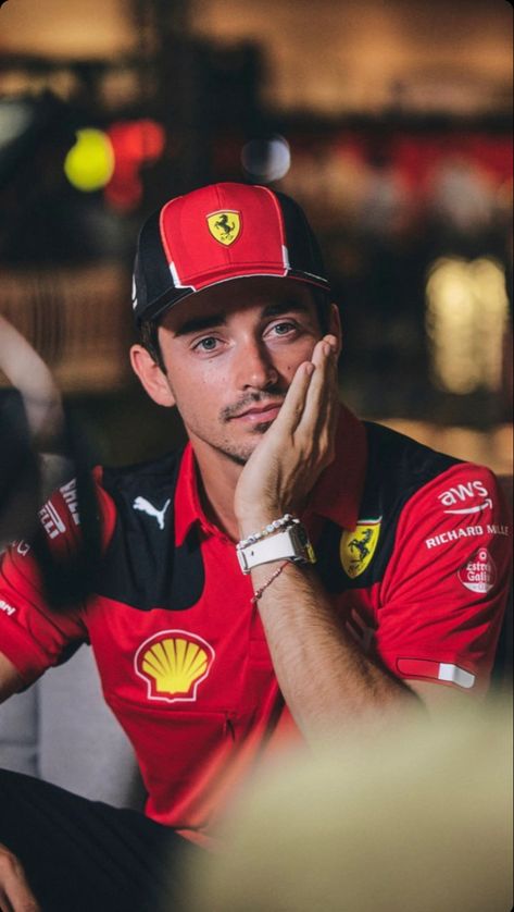 Charles Leclerc, Qatar, Red And Black, A Man, Red, Black