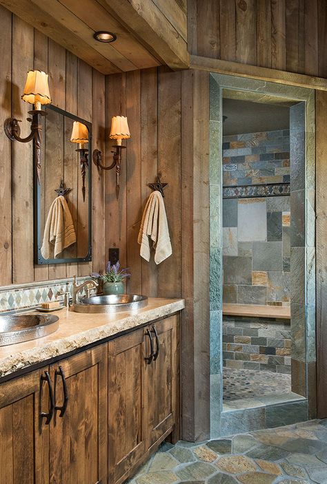 Rustic Master Bath, Western Bathroom Decor, Timber Frame Cabin, Western Bathroom, Timber Frame Home, Dream Cabin, Cabin Bathrooms, Dream Future, Rustic Bathroom Designs