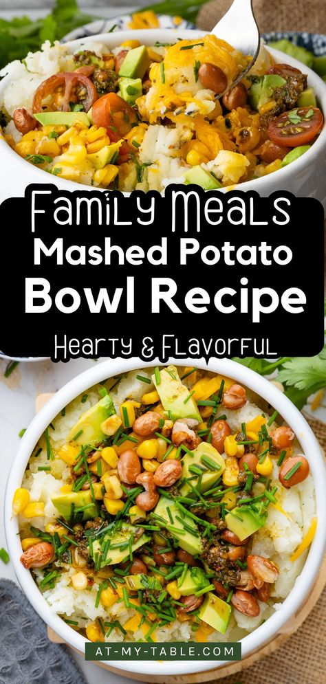 Take your mashed potatoes to the next level with these two mashed potato bowl recipes! Enjoy a fresh chimichurri veggie bowl or a smoky brisket bowl with all your favorite toppings. Ideal for meal prep or a fun, interactive dinner with family. Healthy potatoes made delicious and comforting! Mashed Potato Bowl Recipes, Mash Potato Bowl, Brisket Bowl, Mashed Potatoes Bowl, Loaded Potato Bowl, Mashed Potato Bowl, Mashed Potato Bowls, Potato Bowl Recipe, Mashed Potatoes From Scratch