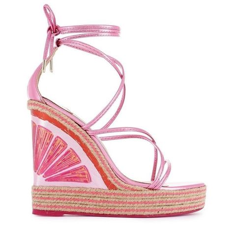 Pink Watermelon, Watermelon Pattern, Preppy Shoes, Summer Footwear, Sandals Platform, Strap Wedge, Fancy Shoes, Platform Espadrilles, Aesthetic Shoes