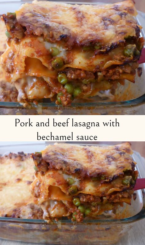 Lasagna With Bechamel, Lasagna With Bechamel Sauce, Italian Pork, No Boil Lasagna, Beef Lasagna, Chicken Lasagna, Breakfast Board, Easy Budget, Beef And Pork