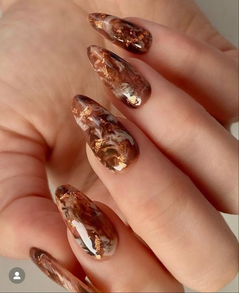 Deer Nails, Marble Acrylic Nails, Bronze Nails, Brown Nail, Marble Nail Designs, September Nails, November Nails, Quartz Nail, Coffee Chocolate