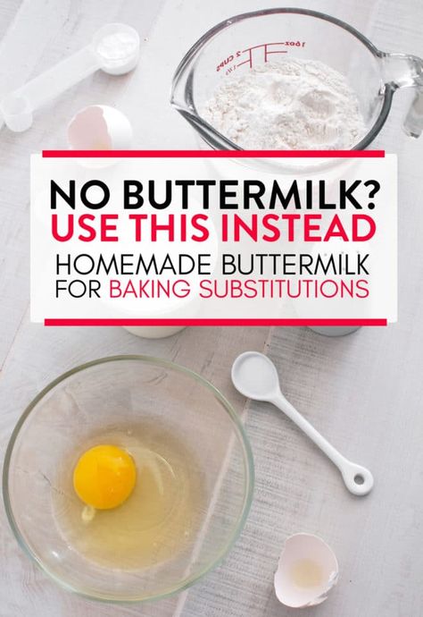 No buttermilk? No problem. Here's a few ideas for a buttermilk substitution for baking. It's an ingredient that's easy to substitute for fluffy pancakes, cakes, and favorite baking recipes. #thebewitchinkitchen #buttermilk #buttermilksubstitute #buttermilksubstitution #bakingswaps #bakingsubstitutions Busicut Recipes, Buttermilk Cake Recipes, Buttermilk Alternative, Rhubarb Pie Filling, Strawberry Rhubarb Pie Filling, Buttermilk Uses, Baking Swaps, Summer Desert, Buttermilk Substitute