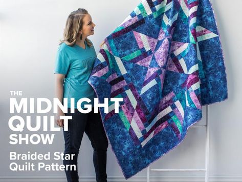 Free Quilt Pattern: Braided Star Quilt Pattern – Midnight Quilt Show | I Sew Free Braided Star, Midnight Quilt Show, Angela Walters, Braid Quilt, Walking Foot Quilting, Star Quilt Pattern, Bargello Quilts, Handi Quilter, Quilting Videos