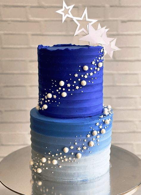 Stars Cake, Quinceanera Cakes, Cake Designs Images, Blue Cakes, Birthday Cake Ideas, Gold Cake, Image Ideas, Custom Cake, Anniversary Cake