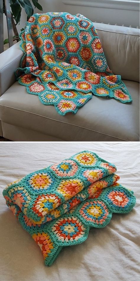 Crochet Hexagon Blanket, Hexagon Crochet Pattern, Crochet Blanket Tutorial, Granny Blanket, Crochet Blanket Pattern Easy, Amazing Crochet, Easy Crochet Blanket, Crochet Blanket Designs, Crochet Hexagon