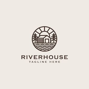 Lake House Logo, River Symbol, Cheese Image, Cottage Logo, Lake Logo, Monoline Logo, River Logo, Pub Logo, Cafe Logo Design