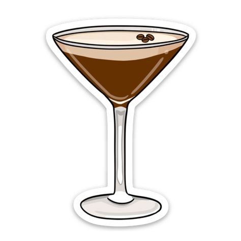 Espresso Martini cocktail sticker. Great gift for a bartender or cocktail enthusiast. #cocktail #espressomartini #bartender . #Espresso_Martini_Tattoo_Small #Espresso_Martini_Drawing #Restaurant_Stickers #Beer_Pong_Table_Diy Espresso Martini Embroidery, Espresso Martini Drawing, Beer Pong Table Diy, Iced Coffee Sticker, Custom Hard Hats, Espresso Martini Cocktail, Trendy Drinks, Embroidery Shirts, Espresso Martinis