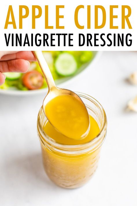 Get all the health benefits of apple cider vinegar with this delicious apple cider vinaigrette dressing. Drizzle over salad or use as a marinade. Panera Fuji Apple Salad, Apple Cider Vinaigrette Dressing, Apple Cider Vinegar Salad Dressing, Cider Vinaigrette Dressing, Apple Salad Dressing, Apple Cider Vinegar Salad, Apple Cider Dressing, Types Of Salads, Vinegar Salad