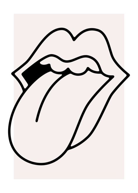 Lips And Tongue Tattoo, Tongue Doodle, Cool Graffiti Art Drawings, Minimalist Bohemian Decor, Tongue Tattoo, Rolling Stones Tattoo, Lips Illustration, Stone Tattoo, Lips Art Print