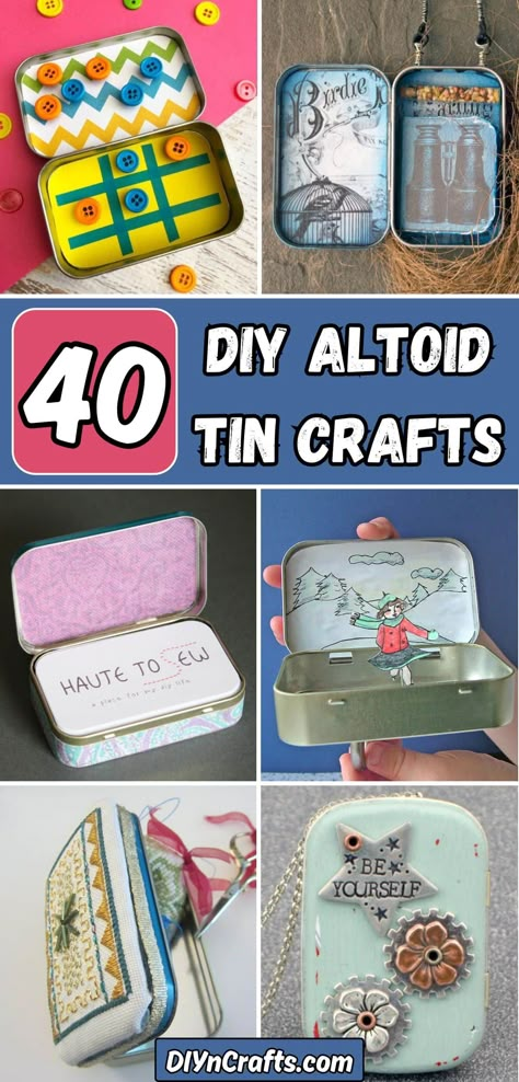 40 DIY Altoid Tin Crafts Mini Tin Gifts, Crafts With Altoid Tins, Tin Containers Diy, Mint Tin Crafts Diy, What To Do With Altoid Tins, Altoid Can Ideas, Altoid Tin Jewelry Holder, Decorate Altoid Tin, Mini Sewing Kit Diy