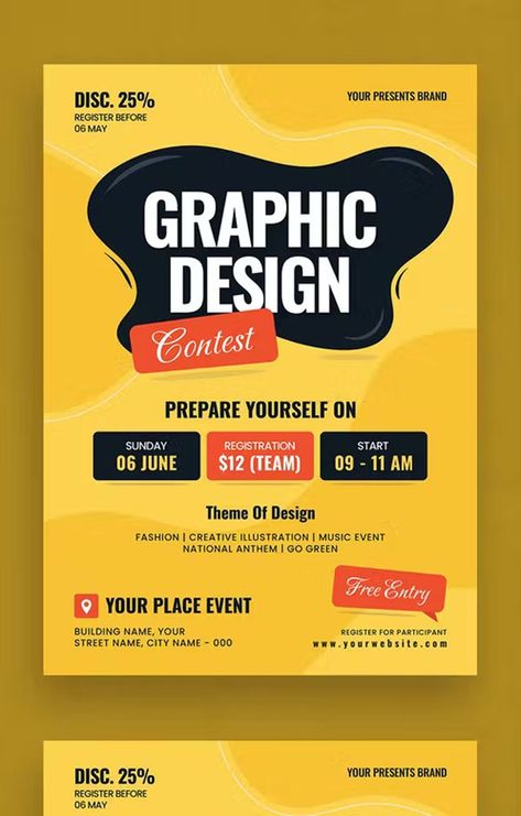 Graphic Design Creative Event Flyer Template AI, EPS, PSD Contest Flyer Design, Event Brochure, Sales Flyer, Team Theme, Graphic Design Creative, Advertising Graphic Design, Event Flyer Templates, Creative Event, Creative Graphic Design