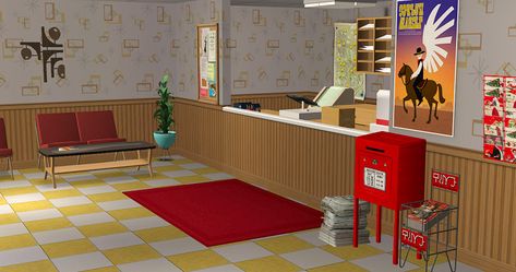 Atomic Valley Post Office 2/2 Sims 2 Hair, Ts2 Cc, Mail Delivery, Maxis Match, Sims 2, Post Office, Sims 4, Loft Bed, Kids Rugs