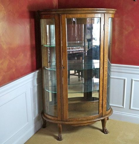 China Cabinet Glass Replacement | Curved Glass Creations Glass China Cabinet, Glass Curio Cabinets, Vintage China Cabinets, Antique Hutch, Antique Shopping, Hank Aaron, Furniture Fix, Cabinet Glass, About China