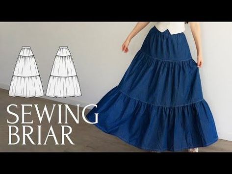 DIY Easy Maxi Tiered Ruffle Skirt + Sewing Pattern Diy Tiered Skirt, Diy Ruffle Skirt, Maxi Skirt Sewing Pattern, Tiered Skirt Pattern, Unique Sewing Patterns, Diy Maxi Skirt, Maxi Skirt Pattern, Sewing Patterns Skirt, Diy Skirts