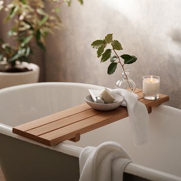 bath trays Tidy Bathroom, Bath Shelf, Wood Bath, Bath Tray, Cabinets And Countertops, Wine Glass Holder, Best Bath, Stylish Storage Solutions, White Company