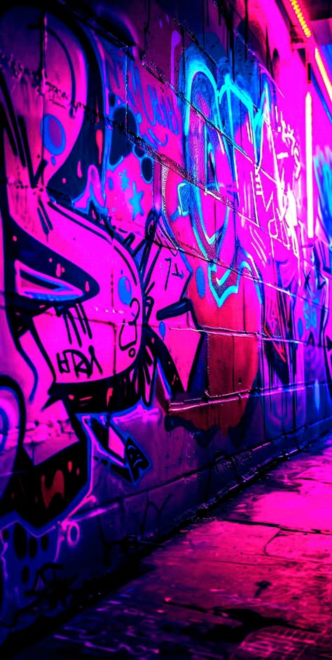 Neon Graffiti Wallpaper, Colorful Pictures Aesthetic, Cyberpunk Iphone Wallpaper, Neon Purple Wallpaper, Neon Cyberpunk Aesthetic, Cyberpunk Background, Purple Aesthetic Background, Episode Interactive Backgrounds, Qhd Wallpaper