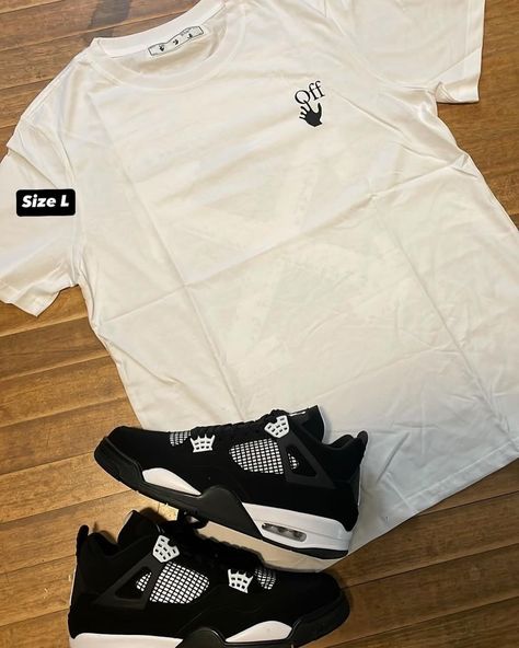 NEW IN! | COME SHOP 📦 • OFF WHITE RED ❌ TEE • JORDAN 4 THUNDER IN HAND (SHIPS 2/3 DAYS) DM ME $ READY | PIECES GO QUICK!! 5starresells | streetsagefits #explore #explorepage #reseller #reselling #resell #resellingcommunity #fashion #fitstagram #styleinspo #streetstyle Jordan 4 White Thunder Outfit, Jordan 4 Outfit Women, Jordan 4 Thunder, Thunder Outfit, Jordan 4 Outfit, Jordan 4 White, Red Tee, Jordan Retro, Dm Me