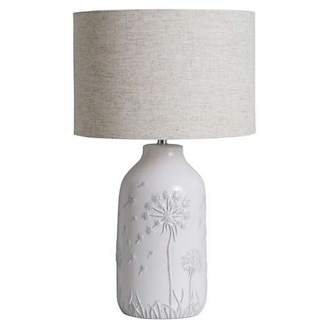 Floral White Ceramic Table Lamp Lamp With Flowers, Pale Blue Flowers, India Jane, White Lamp Base, Little Bedroom, Ceramic Lamp Base, Floral Texture, Table Lamp Base, Ceramic Table Lamp