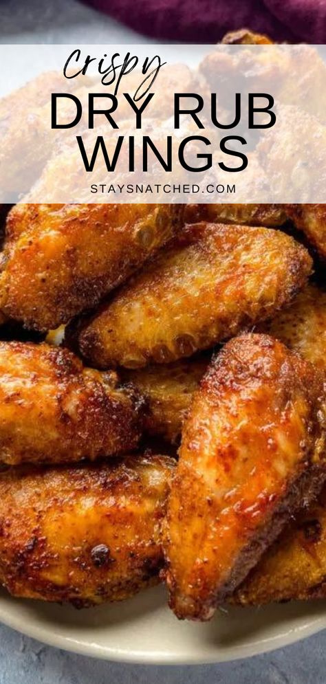 These crispy Dry Rub Chicken Wings are made with the best homemade spice blend. Instructions for either oven baking or air frying the chicken wings are included. These party wings have the flavor of smoked paprika, brown sugar, garlic powder, and more. You are in control of the flavor when you make your own spice blend! Baking Powder Wings Crispy Chicken, Butter Rub For Chicken, Longhorn Chicken Wings, Dry Rub Seasoning For Chicken Wings, Chicken Wings In Fryer, Wing Drummettes Recipe, Dry Rub For Chicken Wings Air Fryer, Dry Chicken Wings, Louisiana Dry Rub Wings Recipe