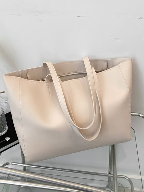 Big Hand Bags For Women, Big Bags For Women Outfit, Neutral Tote Bag, Cream Leather Tote Bag, Beige Tote Bag Outfit, Formal Bags For Women, Hand Bag For School, Hand Bags For School, Big Bags For Women