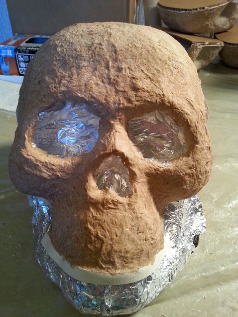 Paper Clay Skull How To Paper Mache, Diy Halloween Skeleton, Clay Skull, Skull Template, Diy Skulls, Paper Mache Pumpkins, Paper Mache Mask, Kid Friendly Halloween, Paper Mache Clay