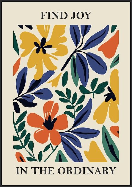 Vector botanical matisse inspired flower... | Premium Vector #Freepik #vector #wedding-tree #floral-flowers #floral-illustration #vintage-floral Matisse Paintings Wallpaper, Poster For Print, Wall Poster Design, Matisse Aesthetic, Matisse Collage, Matisse Shapes, Flower Wall Print, Matisse Flowers, Flower Pattern Art