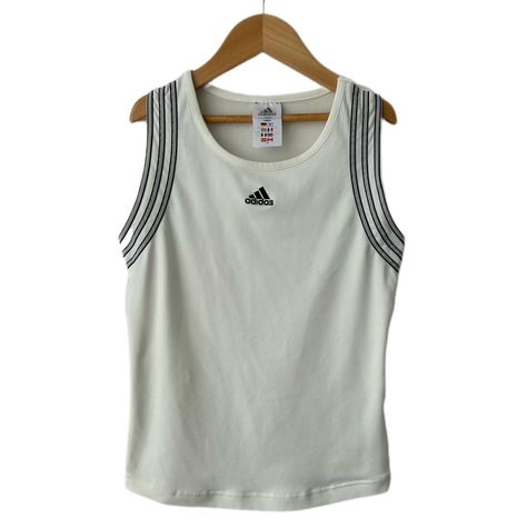 Adidas 3 Stripes Tank Top in White Adidas white... - Depop Adidas 3 Stripes, Adidas Tank Top, Fitness Wear Outfits, Estilo Hippie, Special Clothes, Cute Lazy Outfits, Adidas Outfit, Adidas White, Kinds Of Clothes