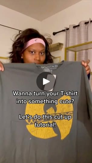 96K views · 3.3K reactions | T Shirt | Let me show you how to cut and tie your tshirt | By Damsel In Allure | Facebook How To Cut T Shirts Cute, How To Alter A T Shirt, Diy Cut T-shirts, Cut Up T Shirt Diy, Ways To Cut Shirts, Cut Tshirt Diy, T Shirt Hacks, Shirt Hacks, Tshirt Refashion