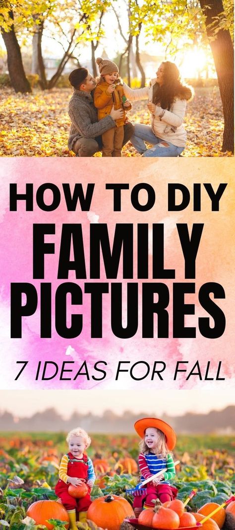 DIY Fall Family Pictures with these 7 great family photoshoot ideas | fall family pictures #fallpictures #familypictures #familyphotos Easy Family Picture Ideas, Diy Fall Photoshoot For Family, Fall Photoshoot Decor Ideas, Fall Family Picture Background Ideas, Fall Pictures Family Photo Sessions, Family Picture Background Ideas, November Picture Ideas, Fall Family Photo With Dog, Diy Fall Pictures Family