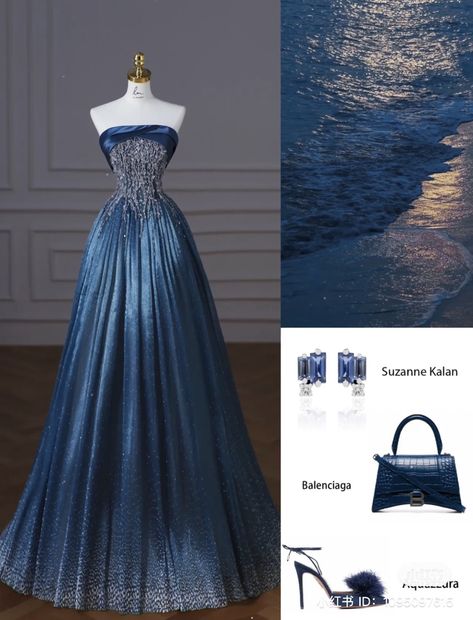 Night Court Gown, Starry Night Prom Dress Midnight Blue, Ocean Prom Dress, Blue Fairytale Dress, Starry Night Prom Dress, Night Prom Dress, Blue Glitter Dress, Starry Night Prom, Navy Blue Gown