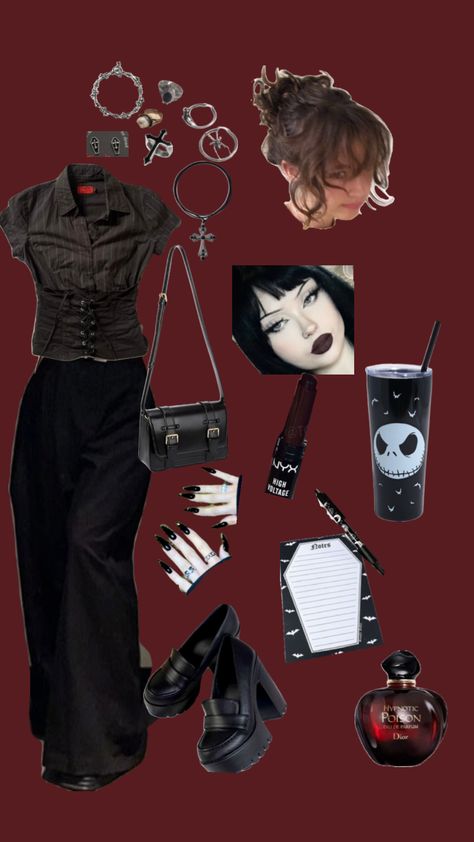 Corporate goth fit 2 Goth Academia, Gothic Academia, Goth Outfit Inspo, Cutesy Outfit, Goth Fits, Goth Outfit Ideas, Corporate Goth, Goth Subculture, Uni Outfits