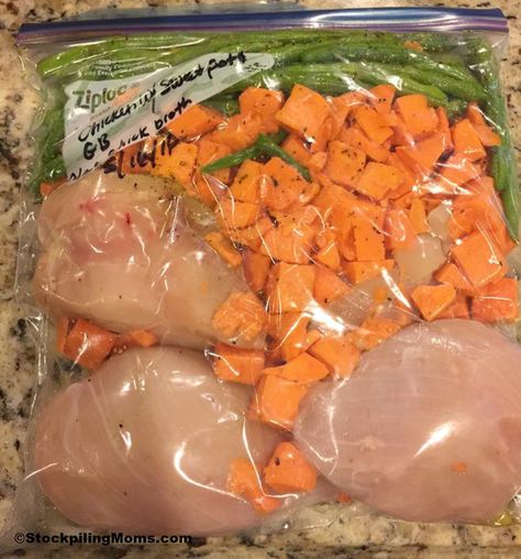 Chicken with Sweet Potatoes and Green Beans is a tasty Paleo and Gluten Free freezer dinner meal! Paleo Potatoes, Sweet Potatoes And Green Beans, Chicken With Sweet Potatoes, Potatoes And Green Beans, Freezer Dinners, Smart School House, Slow Cooker Freezer Meals, Make Ahead Freezer Meals, Crock Pot Freezer