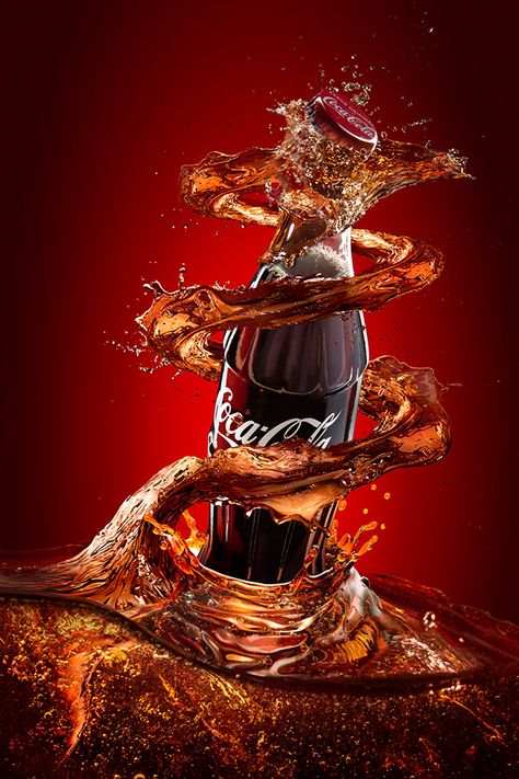 Splash photography on Behance Coca Cola Wallpaper, Chinese Dragon Art, Graphic Design Posters Layout, Digital Advertising Design, Beverage Poster, Coca Cola Ad, Energy Shots, Coca Cola Can, Bored At Home