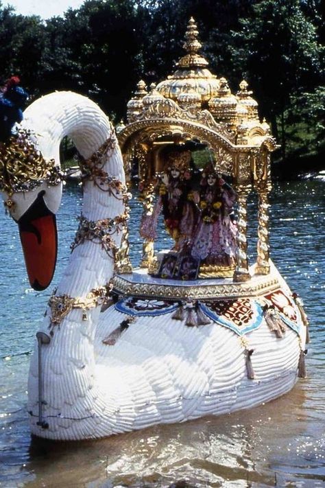 The Swan Boat Swan Boat, A Night At The Opera, Vedic Art, Krishna Radha, Krishna Wallpaper, Krishna Pictures, We Are The World, Hare Krishna, Swan Lake