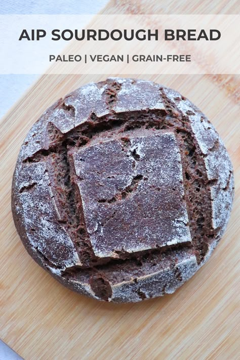 This rustic bread recipe that's 100% AIP compliant. Not only is it grain-free, gluten-free and paleo, but it's also nut-free, vegan and absolutely delicious with no gums/fillers. Aip Sides, Aip Bread, Aip Foods, Aip Diet Recipes, Aip Meals, Aip Breakfast, Autoimmune Recipes, Autoimmune Protocol Diet, Autoimmune Paleo Recipes