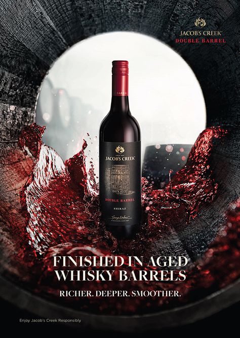 Jacobs Creek - Double Barrel on Behance Wine Ads, Drinks Photography, Wine Bottle Design, Adobe Photoshop Design, A Daily Routine, Wine Photography, Whisky Barrel, Wine Poster, Social Media Advertising Design