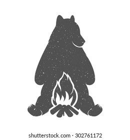 Fire Silhouette, Camp Icon, Bear Vector, Mountain Silhouette, Family Nature, Bear Silhouette, Silhouette Images, Camp Fire, Vector Stock