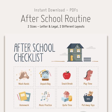 After School Printable Routine Chart for Kids After School Routine For Kids, Homework Music, Learning Routine, After School Schedule, Homework Routine, Visual Routine, After School Checklist, Kids Routine, Chore Checklist