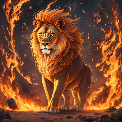 Lion Fire, Lion Fire Wallpaper, Fire Animals Fantasy Art, Mythical Lion Fantasy Art, Mountain Lion Fantasy Art, Lion Background, Magic Lion Fantasy Art, Fire Lion, Fb Profile Photo