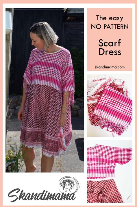 Scarf Dress Diy, Thrift Upcycle Clothes, Diy Boho Clothes, Scarf Diy, Clothing Upcycle, Upcycled Dress, Patchwork Clothes, Upcycle Clothes Diy, Upcycle Sewing